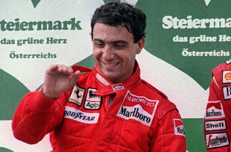 Michele Alboreto sul gradino più alto del podio