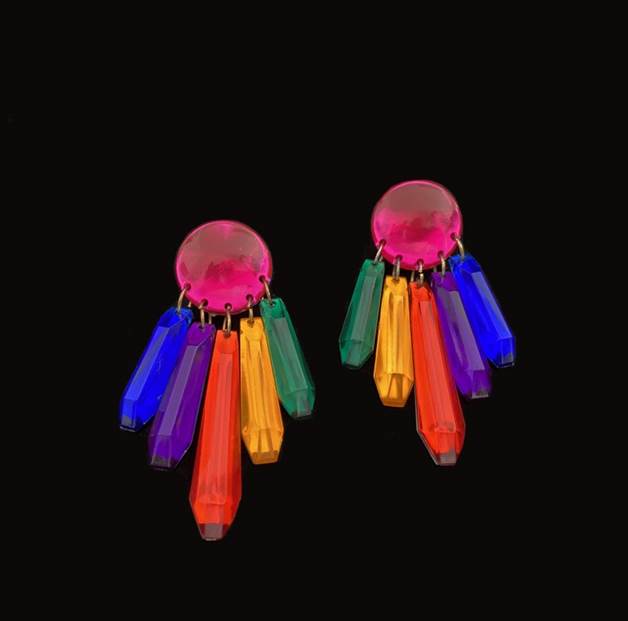 L'Arabesque Vintage Bijoux_ Orecchini pendenti lucite multicolor