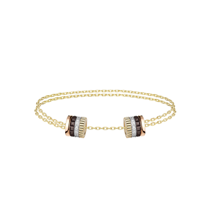 BOUCHERON - Quatre Classique chain bracelet, diamonds, yellow gold, pink gold, white gold and brown 