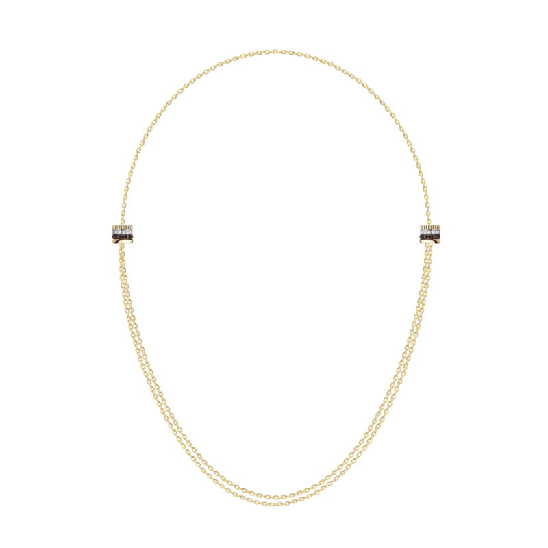 BOUCHERON - Quatre Classique ring motif necklace, diamonds, yellow gold, pink gold, white gold and brown